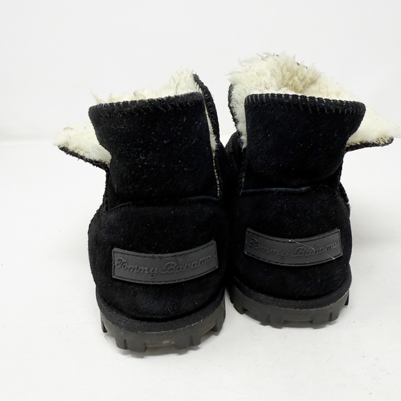 Tommy Bahama Black Suede AFET Winter Cozy Boots Faux Fur Lined Women's Size 8 - Picture 4 of 8